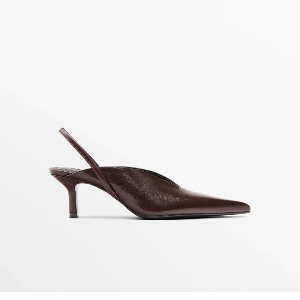 burgundy Slingback Heels Massimo Dutti - Picture 1 of 7
